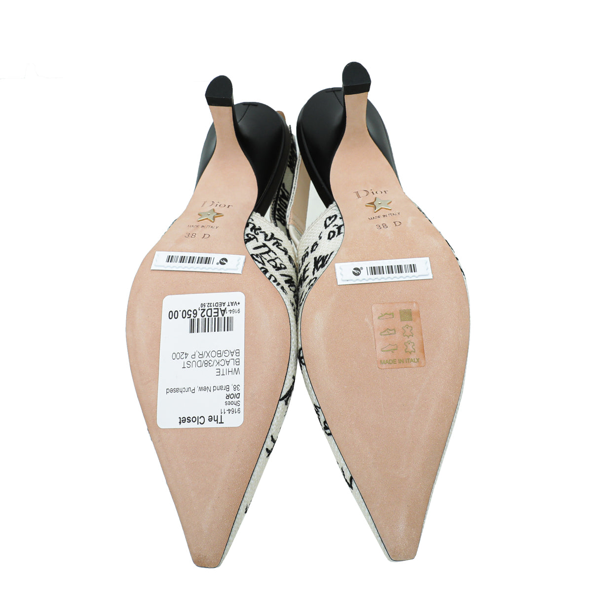 Christian Dior Bicolor J'adior Technical Dioramour Graffiti Slingback 38