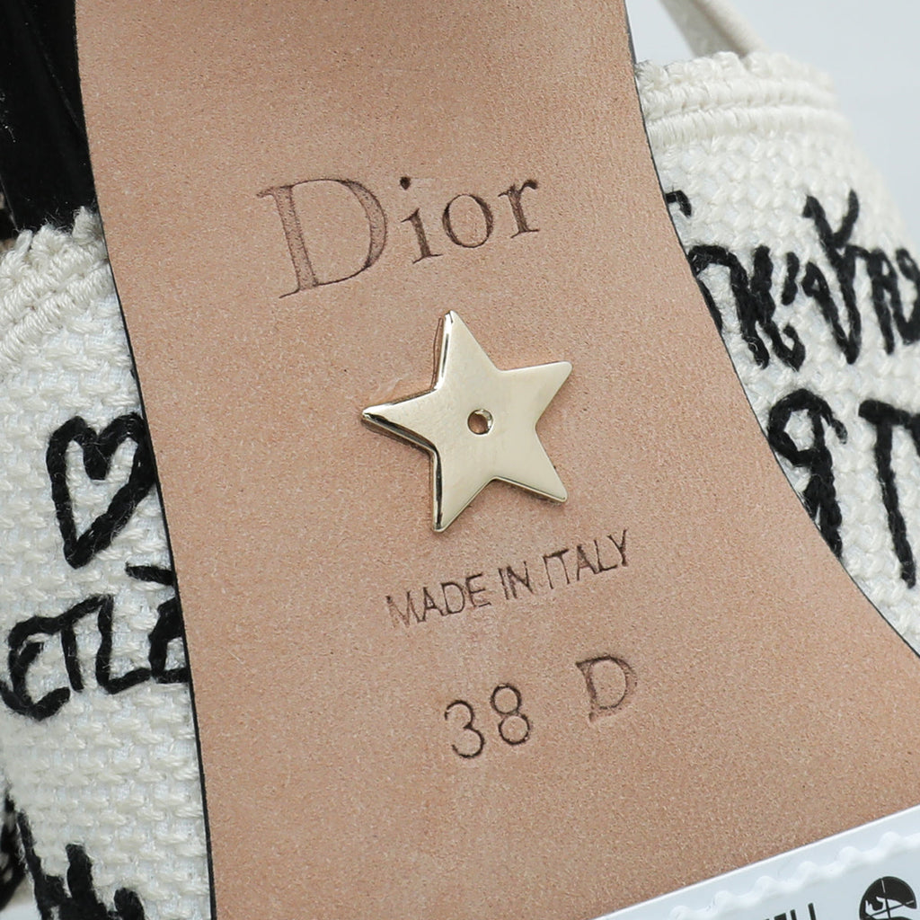Christian Dior Bicolor J'adior Technical Dioramour Graffiti Slingback 38