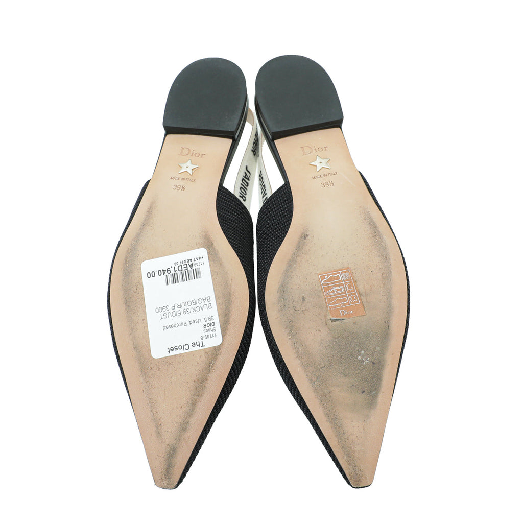 Christian Dior Black J'adior Technical Fabric Ballerina Flat 39.5
