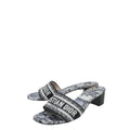 Christian Dior Navy Blue Dway Toile De Jouy Embroidered Mules 39
