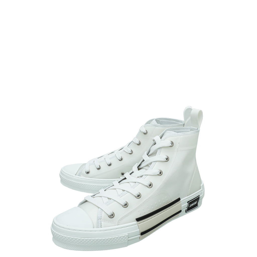 Christian Dior White B23 Canvas High Top Sneakers 42
