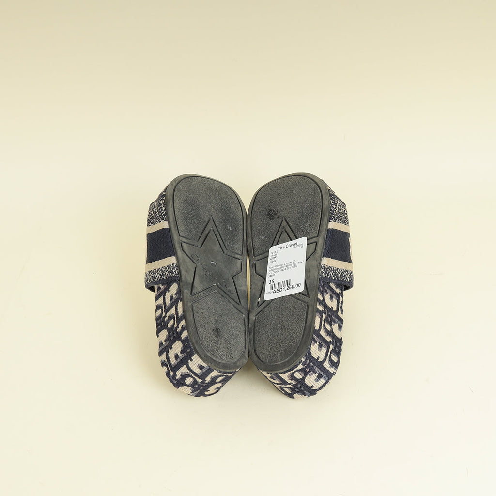 Christian Dior Navy Oblique Dway Platform Sandals 35