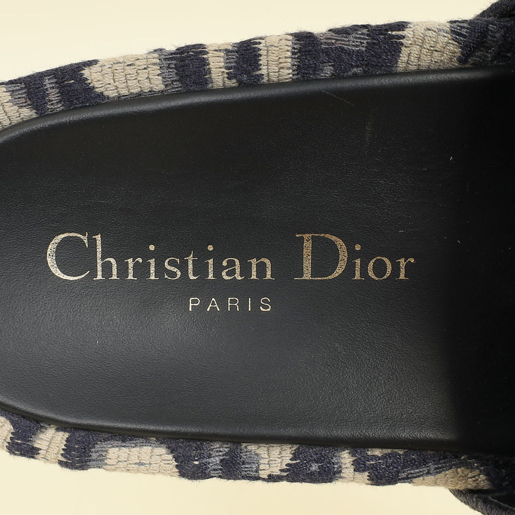 Christian Dior Navy Oblique Dway Platform Sandals 35