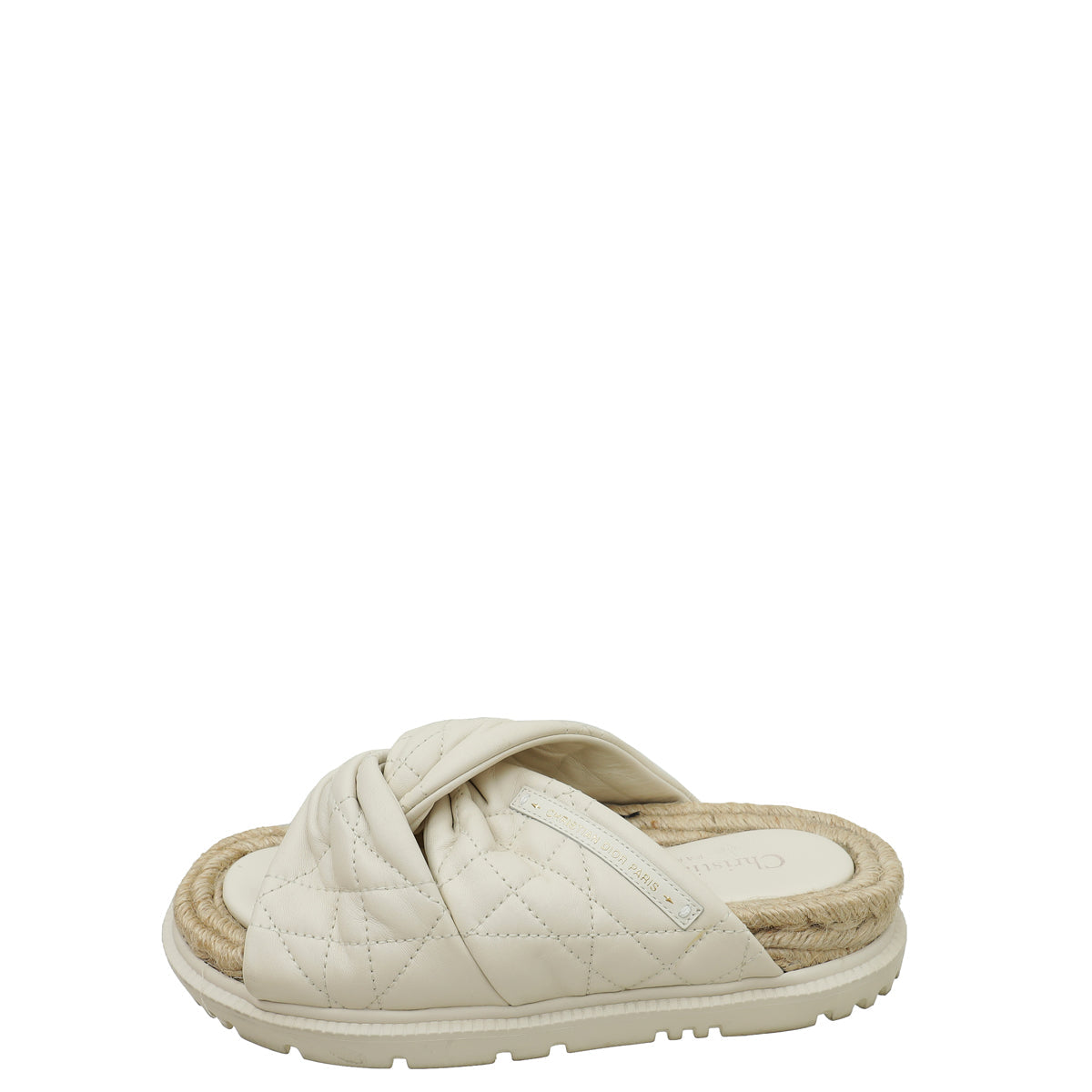Christian Dior Cream Cannage D Twist Slide Sandal 35