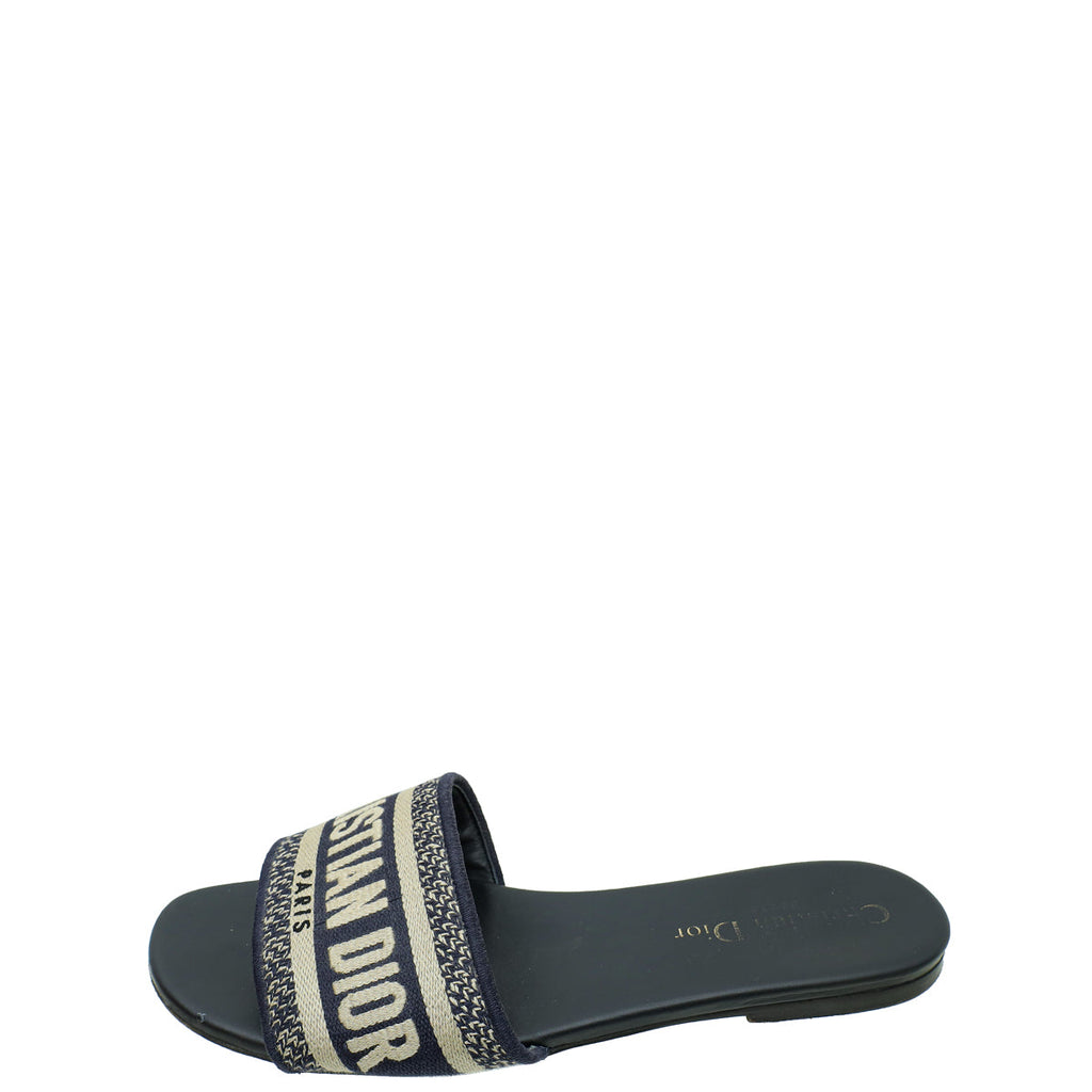 Christian Dior Navy Blue Dway Technical Fabric Flat Mules 36