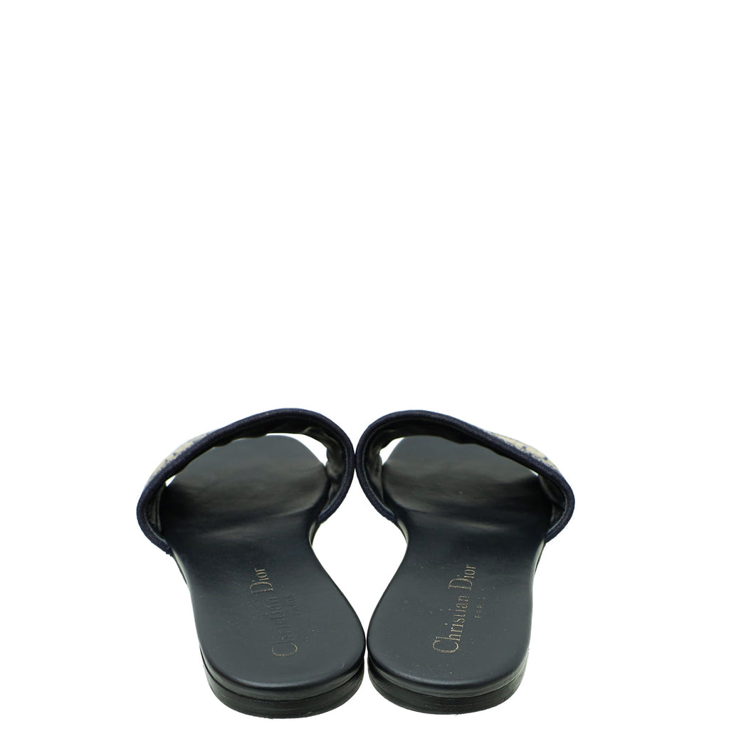 Christian Dior Navy Blue Dway Technical Fabric Flat Mules 36