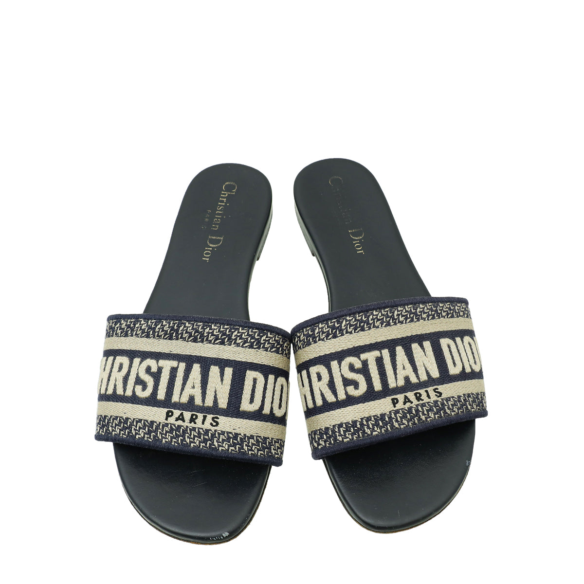 Christian Dior Navy Blue Dway Technical Fabric Flat Mules 36