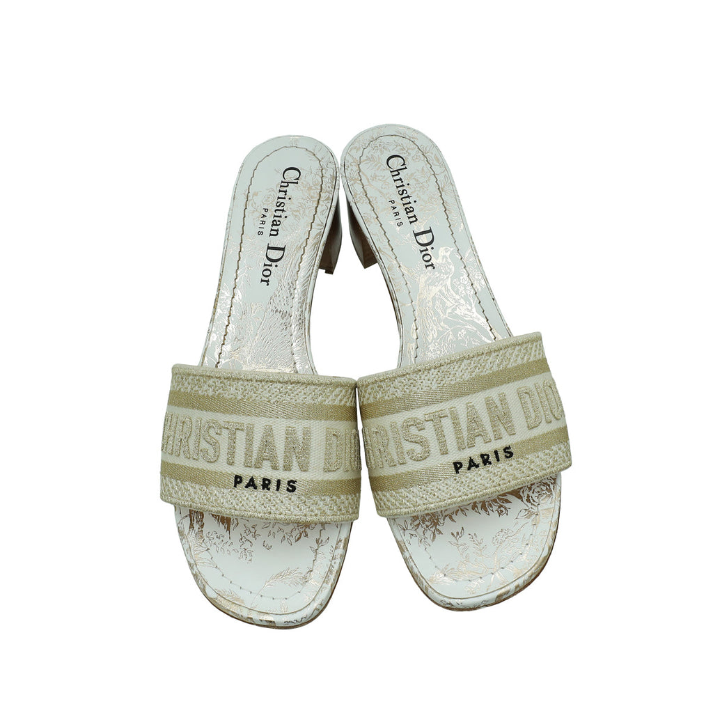 Christian Dior Bicolor Dway Lurex Jardin d'Hiver Embroidered Mules 36