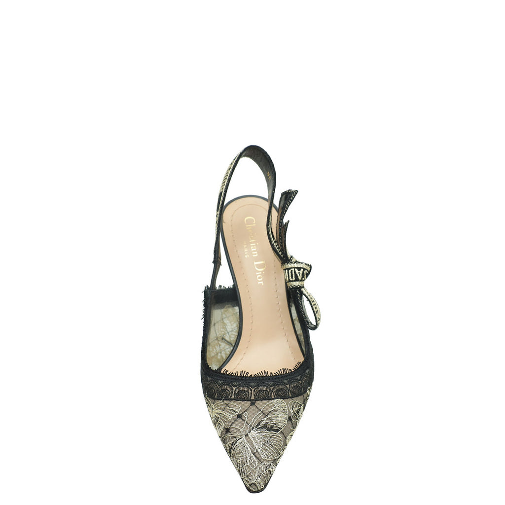 Christian Dior Bicolor Butterfly Motif Mesh Embroidered J'Adior Slingback 36