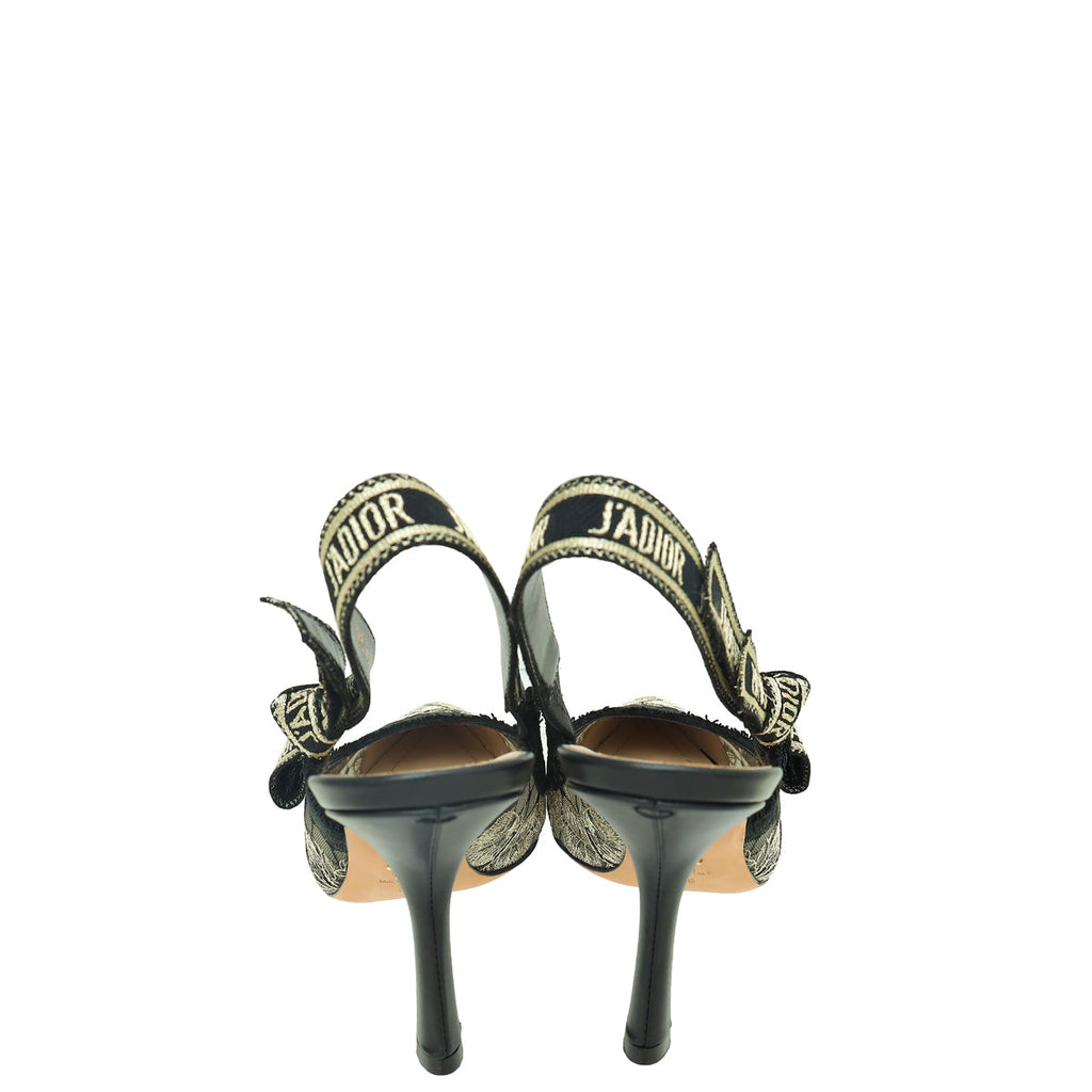 Christian Dior Bicolor Butterfly Motif Mesh Embroidered J'Adior Slingback 36