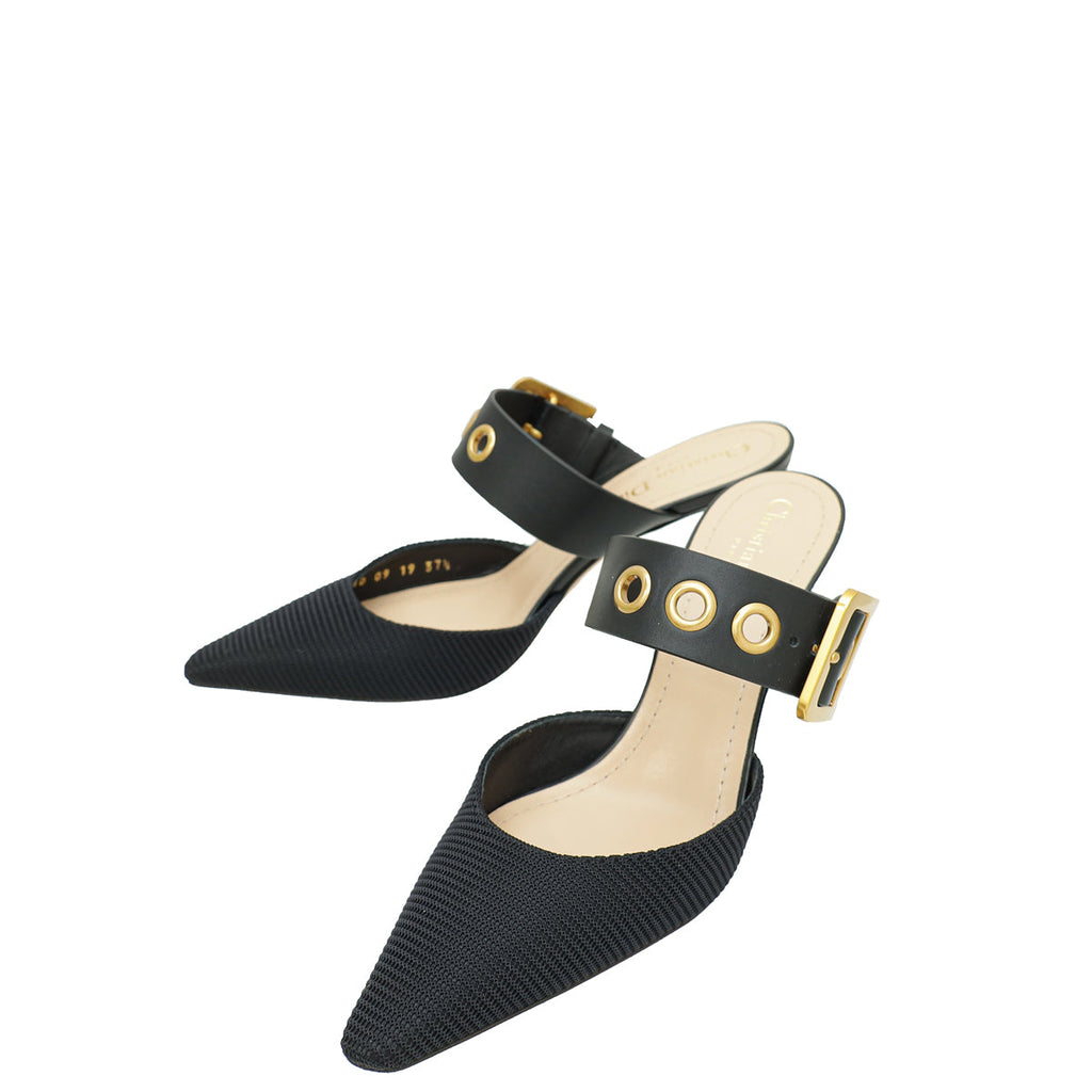 Christian Dior Black D-Dior Heeled Mule 37.5