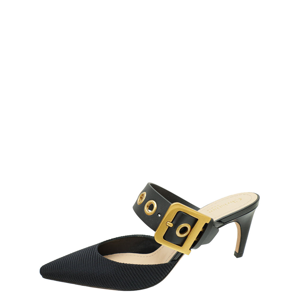 Christian Dior Black D-Dior Heeled Mule 37.5