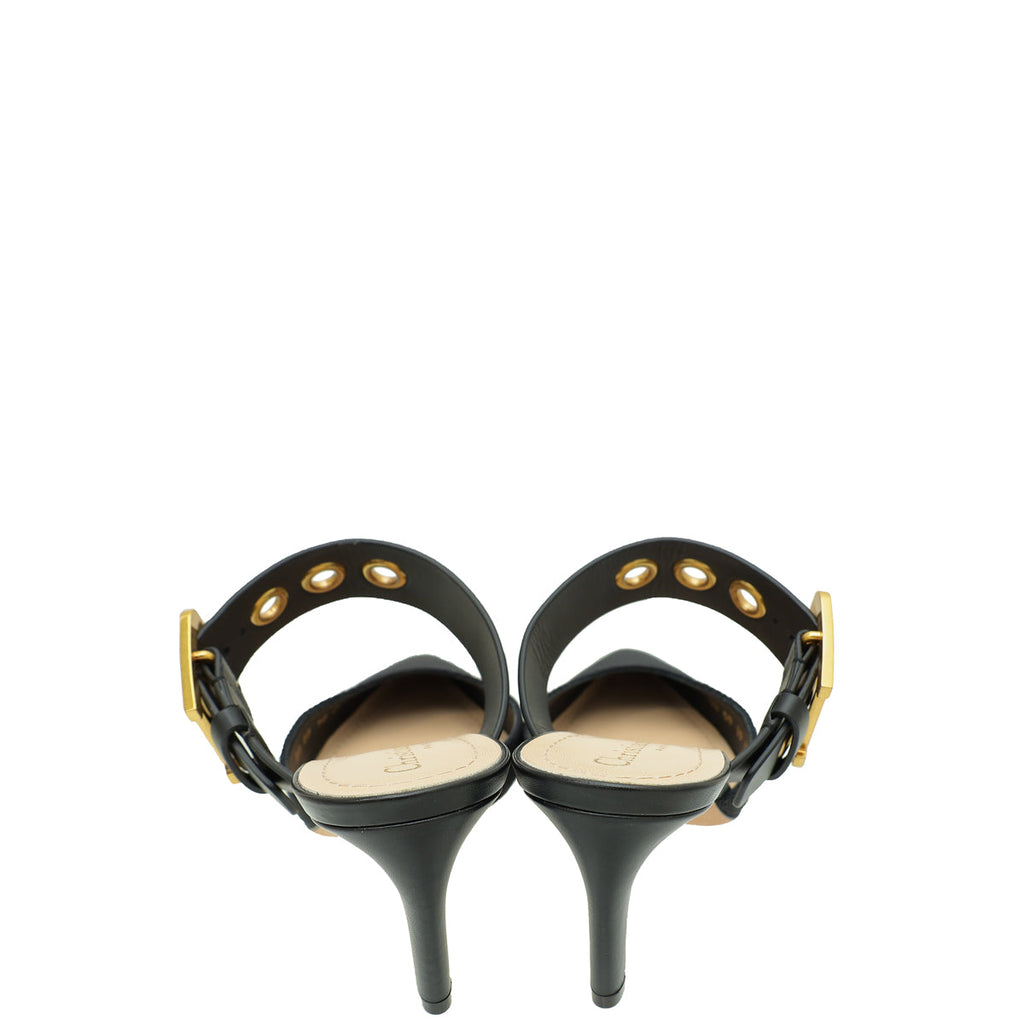 Christian Dior Black D-Dior Heeled Mule 37.5
