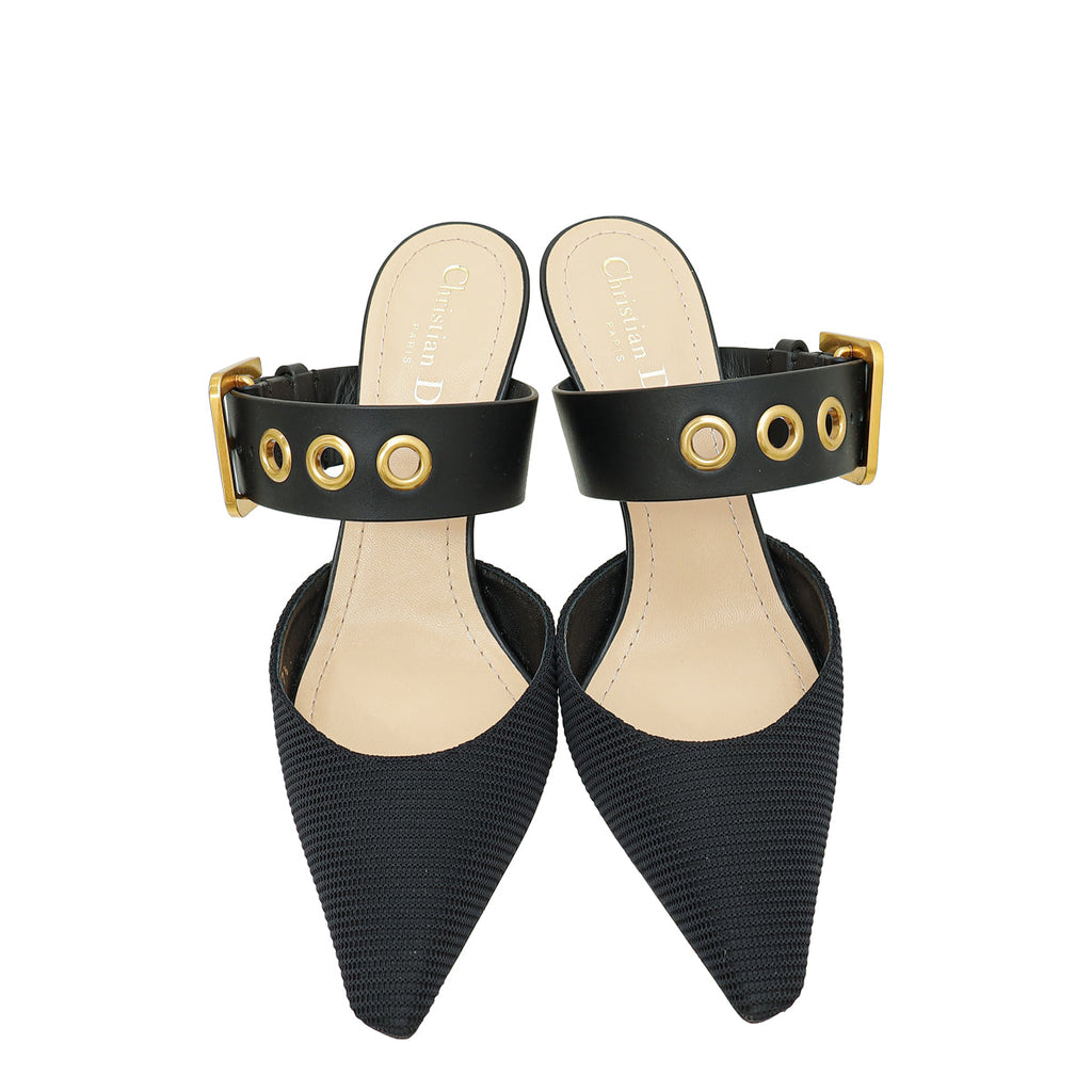 Christian Dior Black D-Dior Heeled Mule 37.5