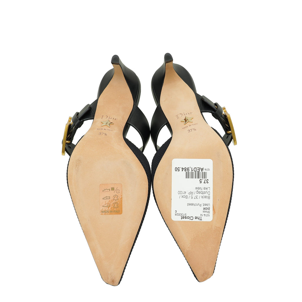 Christian Dior Black D-Dior Heeled Mule 37.5