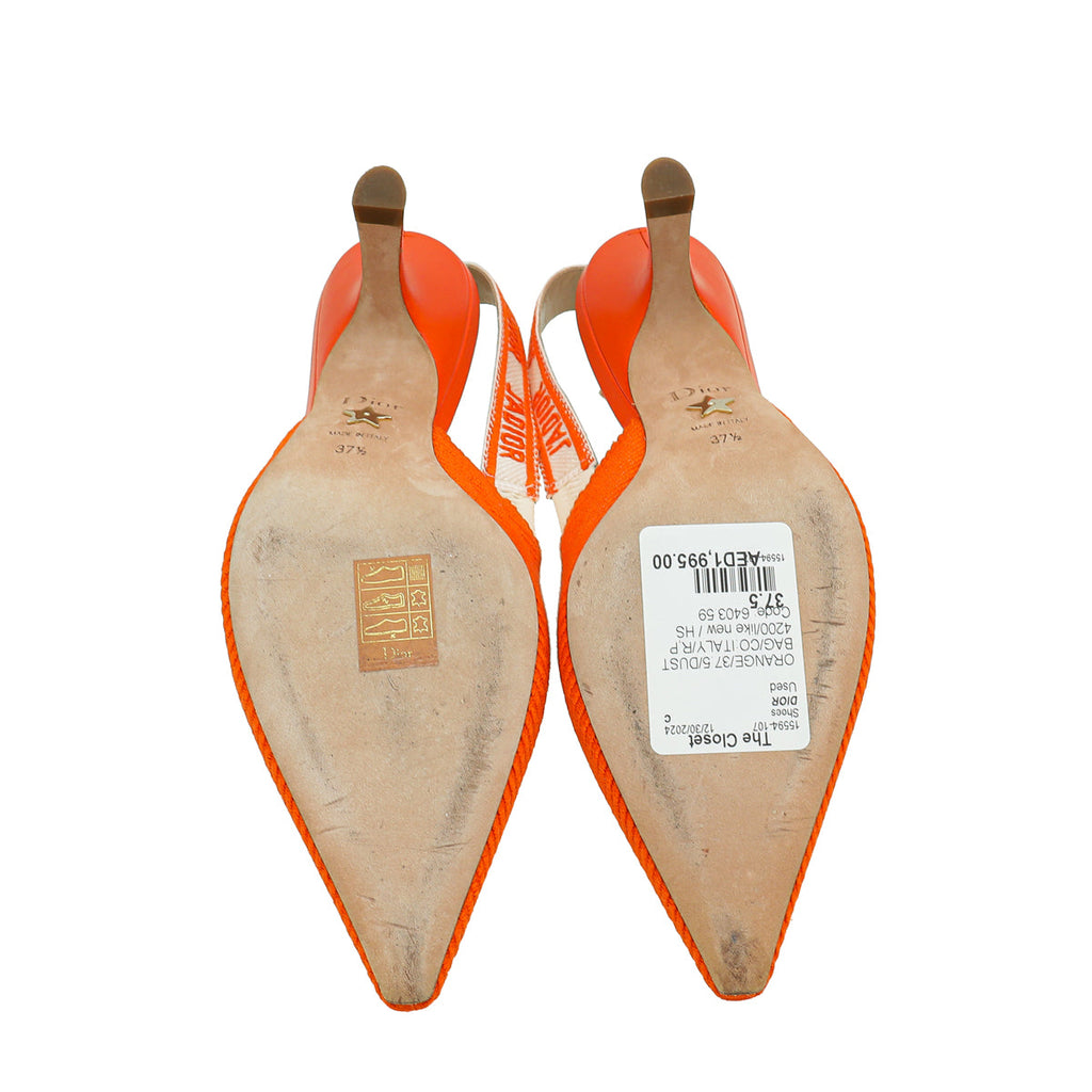 Christian Dior Orange J'Adior Technical Slingback Pump 37.5