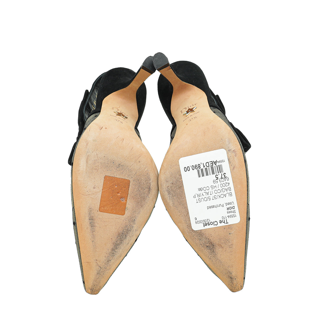 Christian Dior Black J'adior Mesh Dot Slingback Pump 37.5