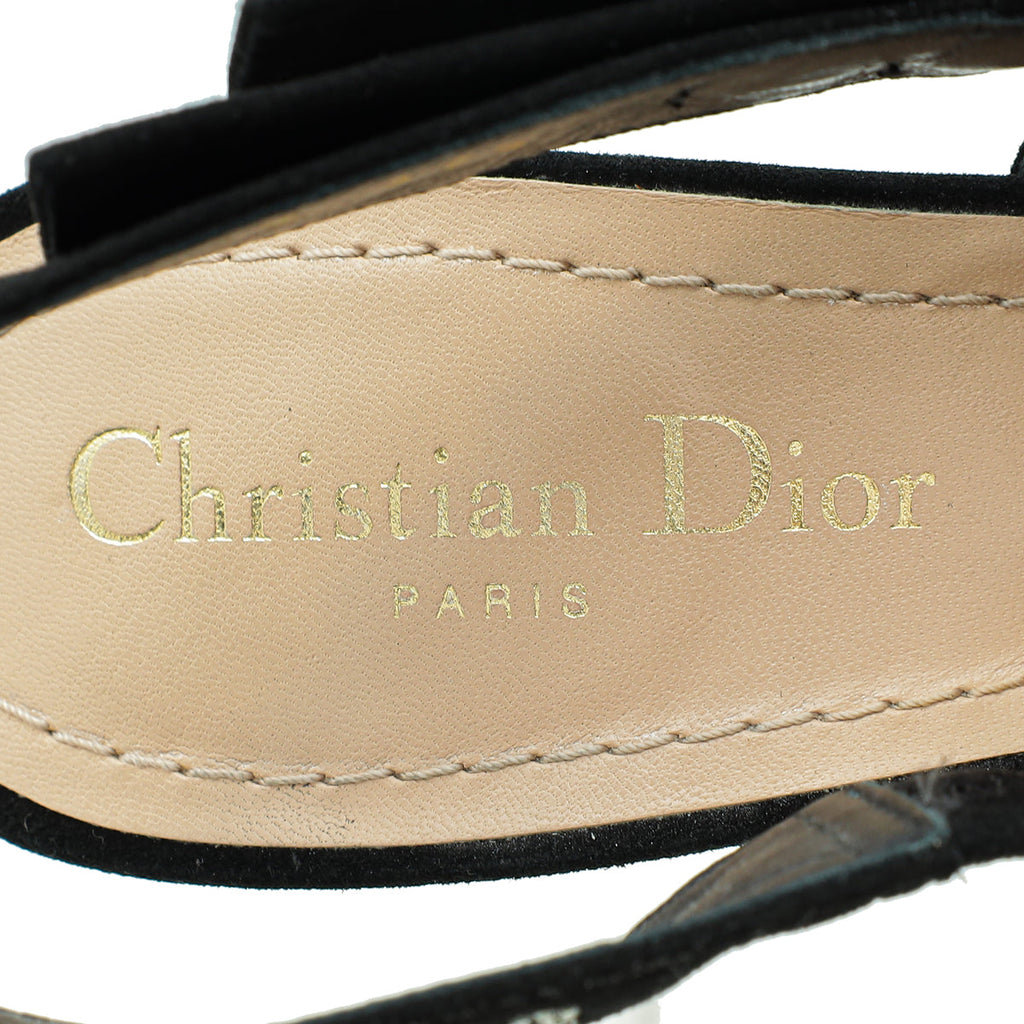 Christian Dior Black J'adior Mesh Dot Slingback Pump 37.5