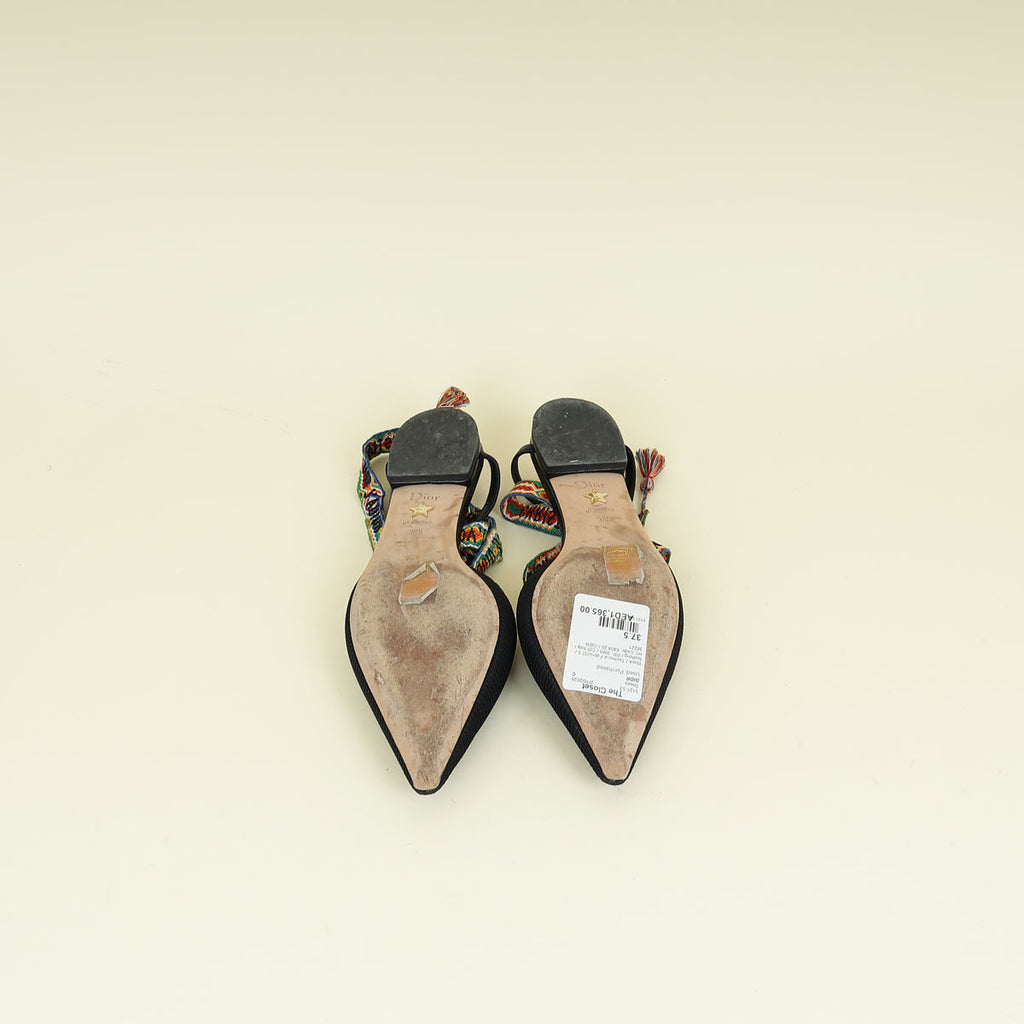 Christian Dior Black Technical Fabric J'adior IT Flat 37.5