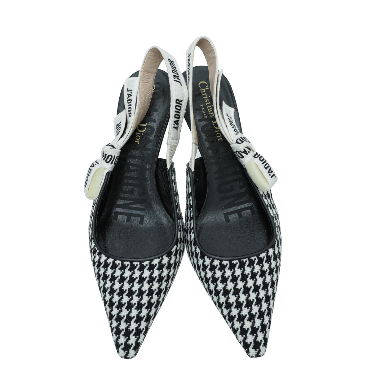 Christian Dior Bicolor J'ADIOR Houndstooth Wool Embroidered Slingback 37