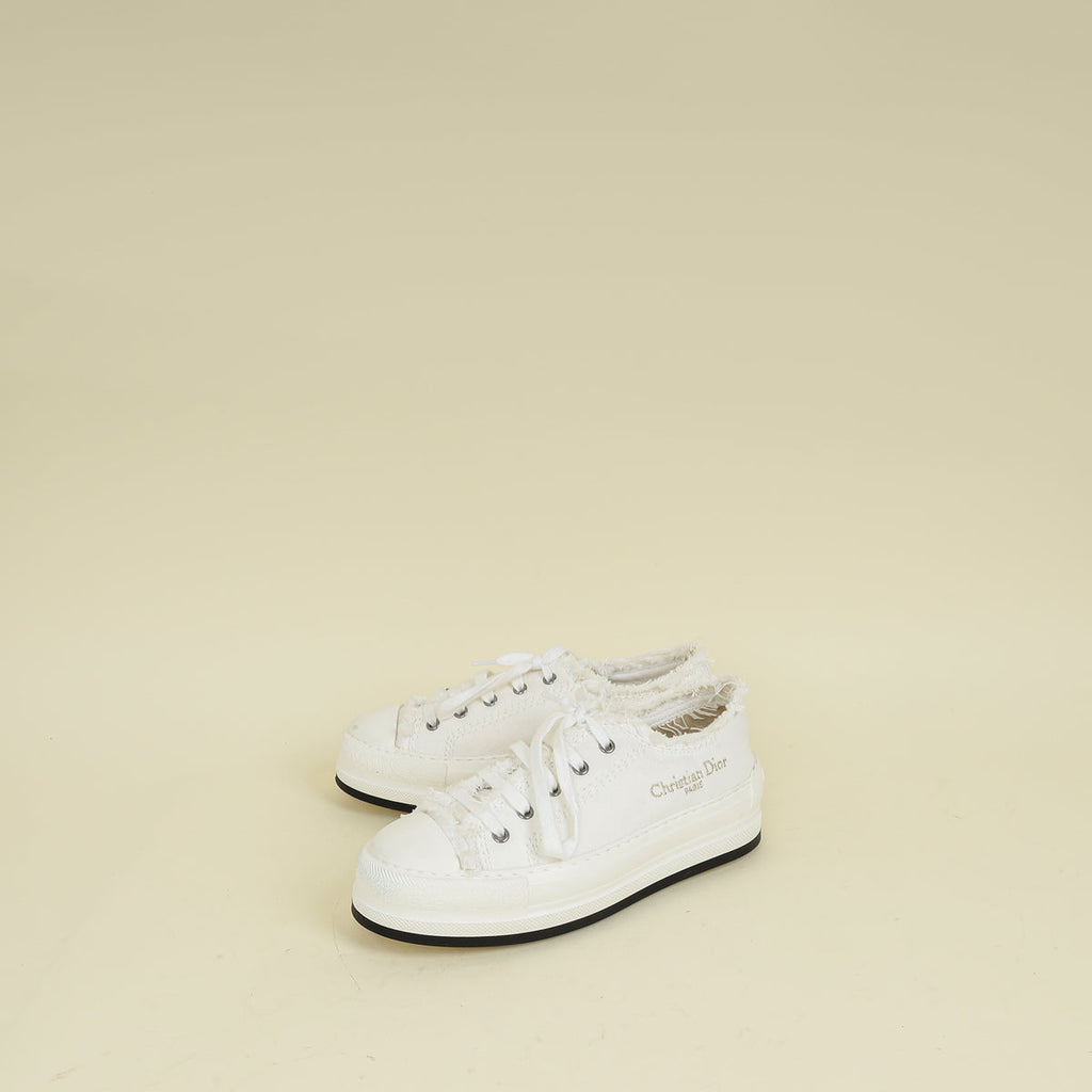 Christian Dior White Embroidered Logo Walk'n'Dior Platform Sneaker 37