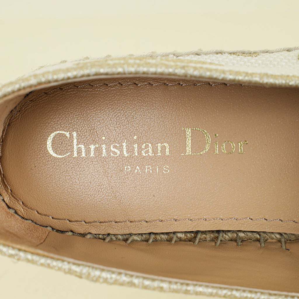 Christian Dior Latte Gold Butterfly Embroidered Granville Espadrille 37