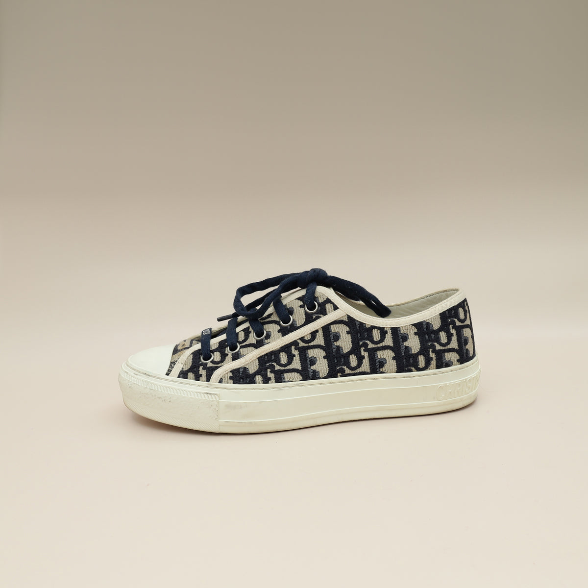 Christian Dior Navy Blue Oblique Oblique Walk N' Dior Low Top Sneaker 37