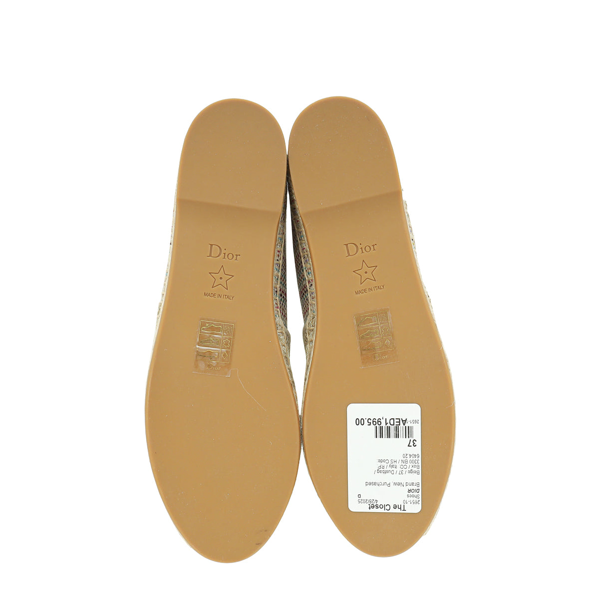 Christian Dior Beige Romance Lurex Technical Granville Espadrille 37