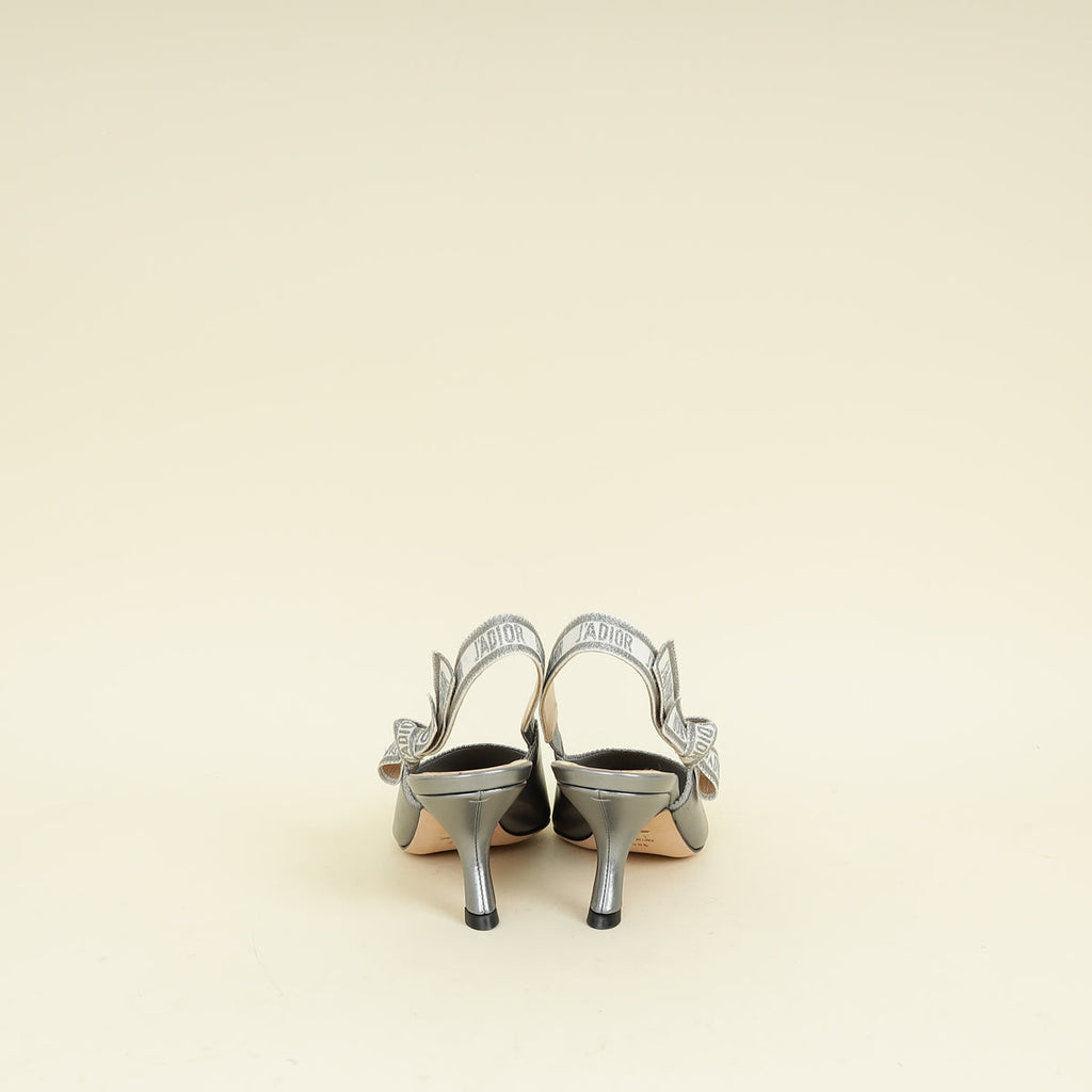 Christian Dior Metallic Silver J'adior Slingback Pump 38.5