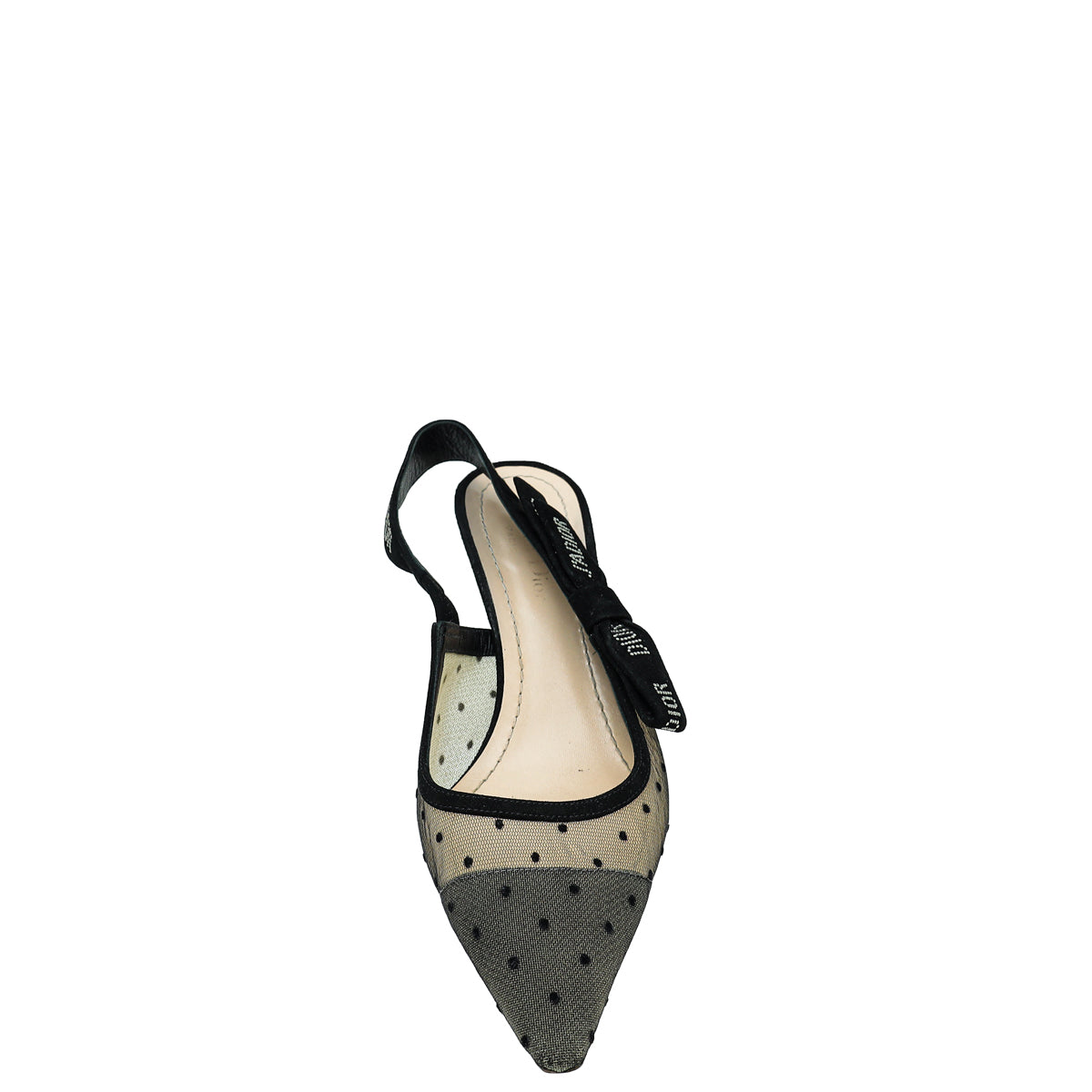 Christian Dior Black Mesh Plumetis Crystal J'Adior Slingback Heels 38.5