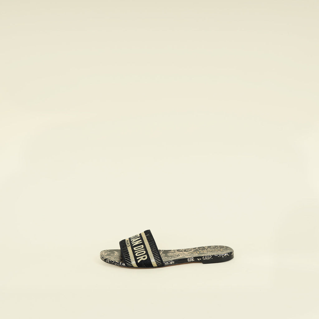 Christian Dior Bicolor JHR Lurex Embroidered Dway Sandal 38.5