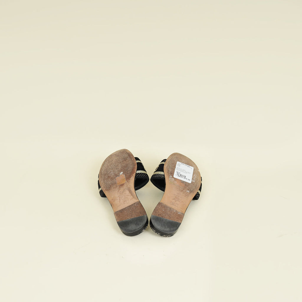 Christian Dior Bicolor JHR Lurex Embroidered Dway Sandal 38.5