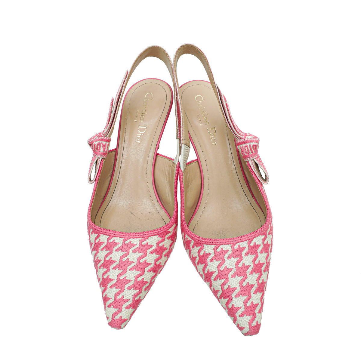 Christian Dior Bicolor J'adior Houndstooth Embroidered Slingback 38.5