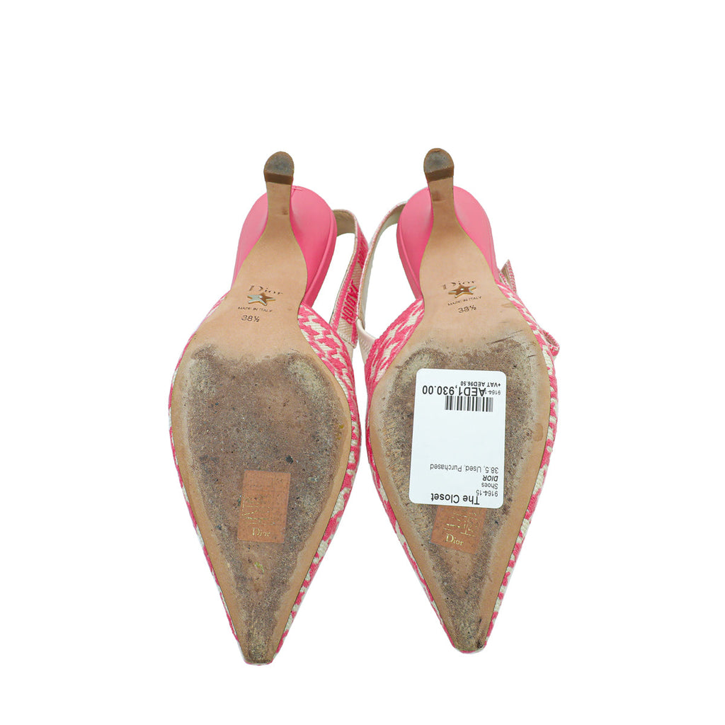 Christian Dior Bicolor J'adior Houndstooth Embroidered Slingback 38.5