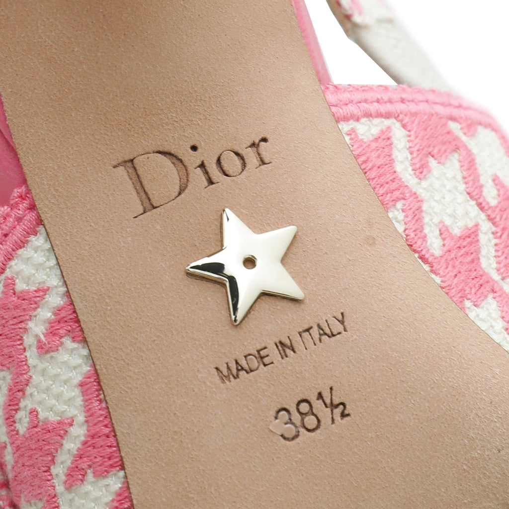 Christian Dior Bicolor J'adior Houndstooth Embroidered Slingback 38.5