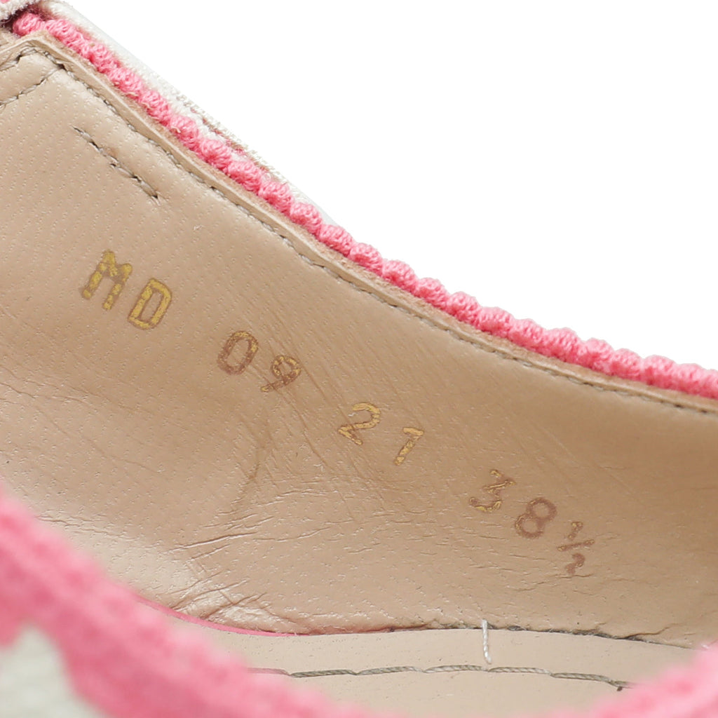 Christian Dior Bicolor J'adior Houndstooth Embroidered Slingback 38.5
