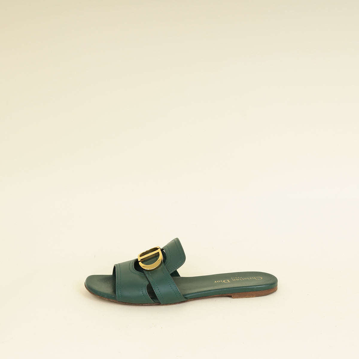 Christian Dior Leaf Green 30 Montaigne Flat Slides 38
