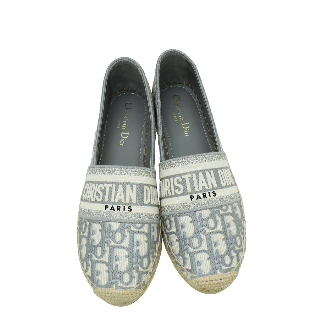 Christian Dior Bicolor Oblique Embroidered Granville Espadrille 38