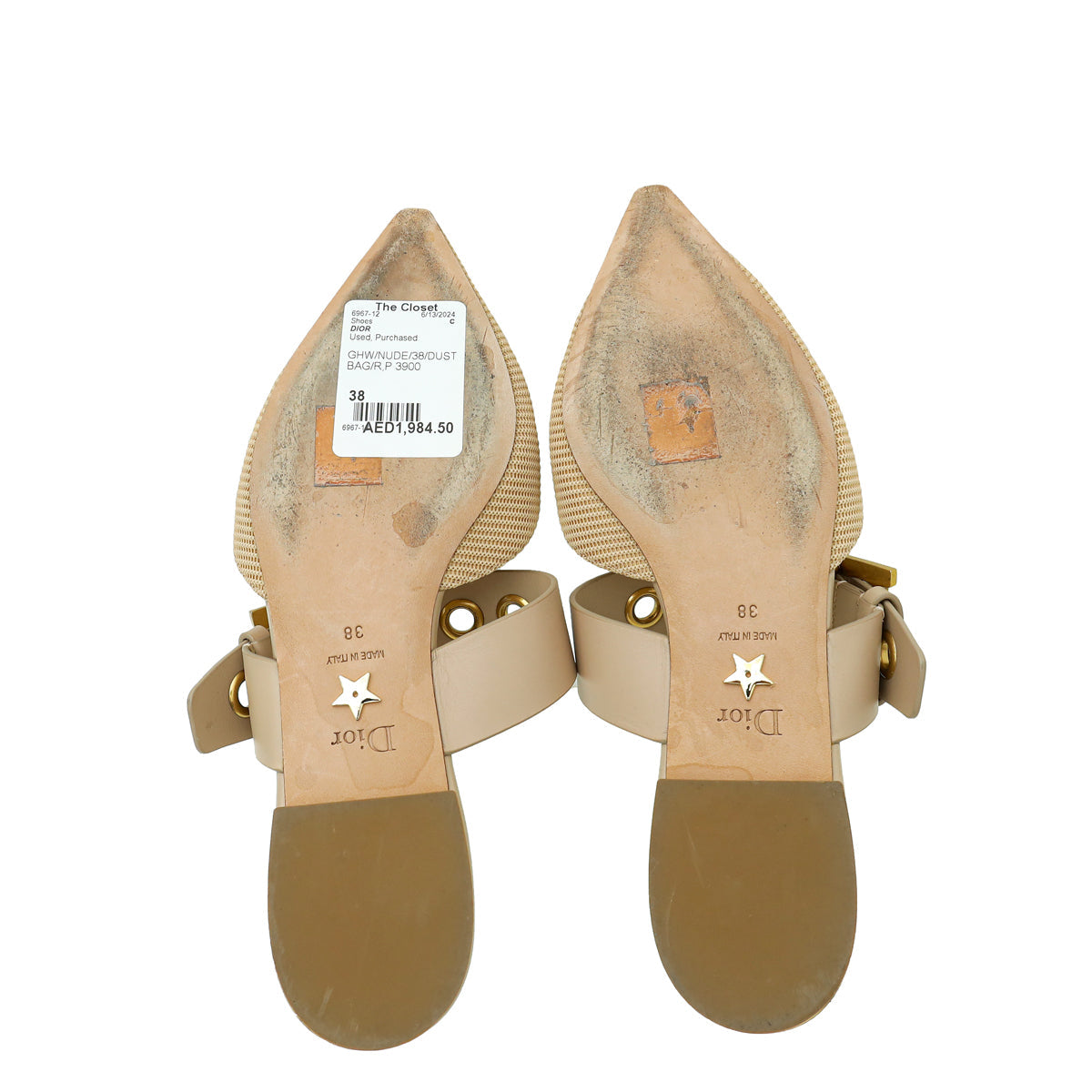 Christian Dior Nude D-Dior Flat Mule 38