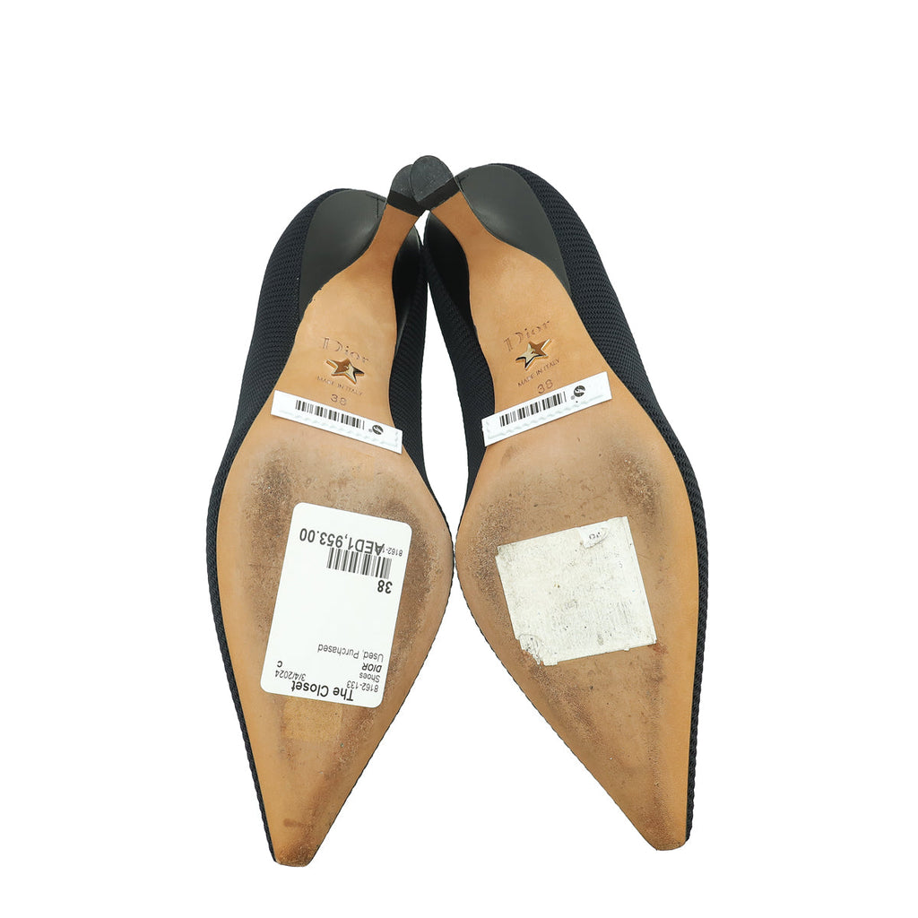 Christian Dior Black J'adior Ribbon Technical Fabric Pump 38