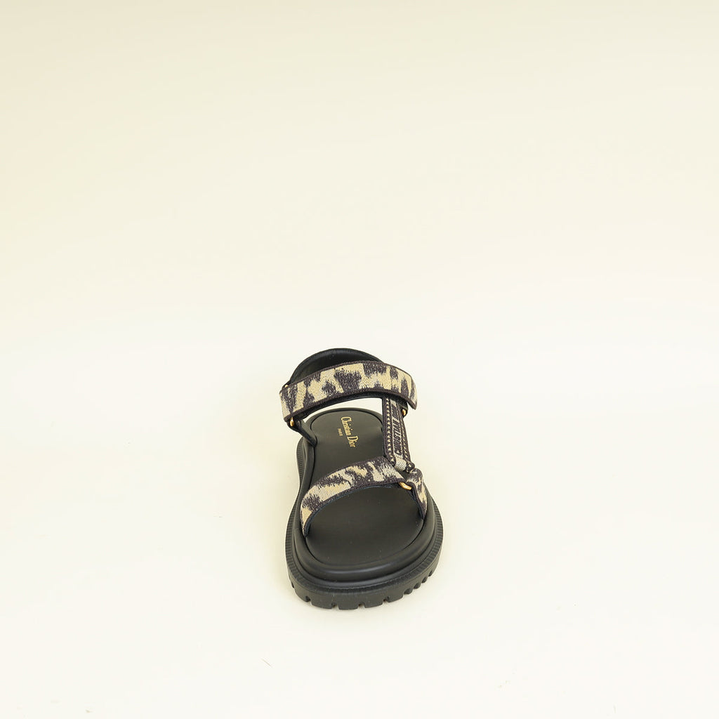 Christian Dior Bicolor Mizza Cotton Embroidered D-Wave Sandal 38