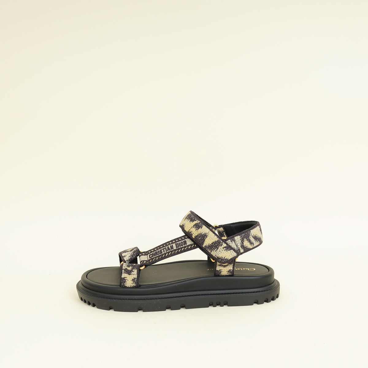 Christian Dior Bicolor Mizza Cotton Embroidered D-Wave Sandal 38