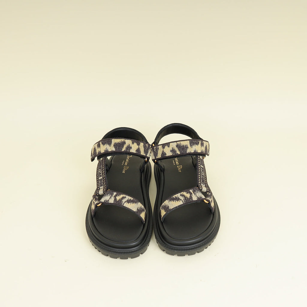 Christian Dior Bicolor Mizza Cotton Embroidered D-Wave Sandal 38