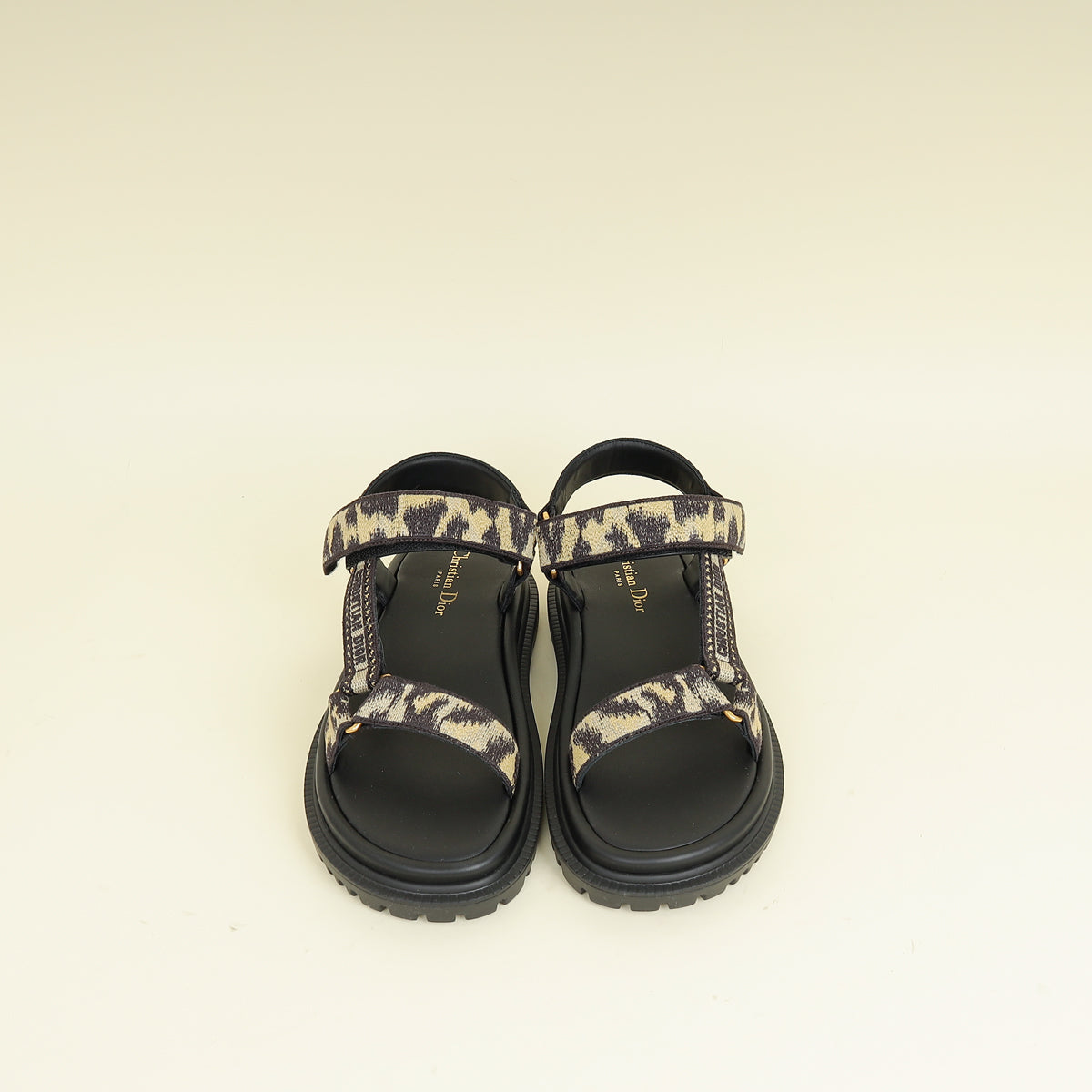 Christian Dior Bicolor Mizza Cotton Embroidered D-Wave Sandal 38