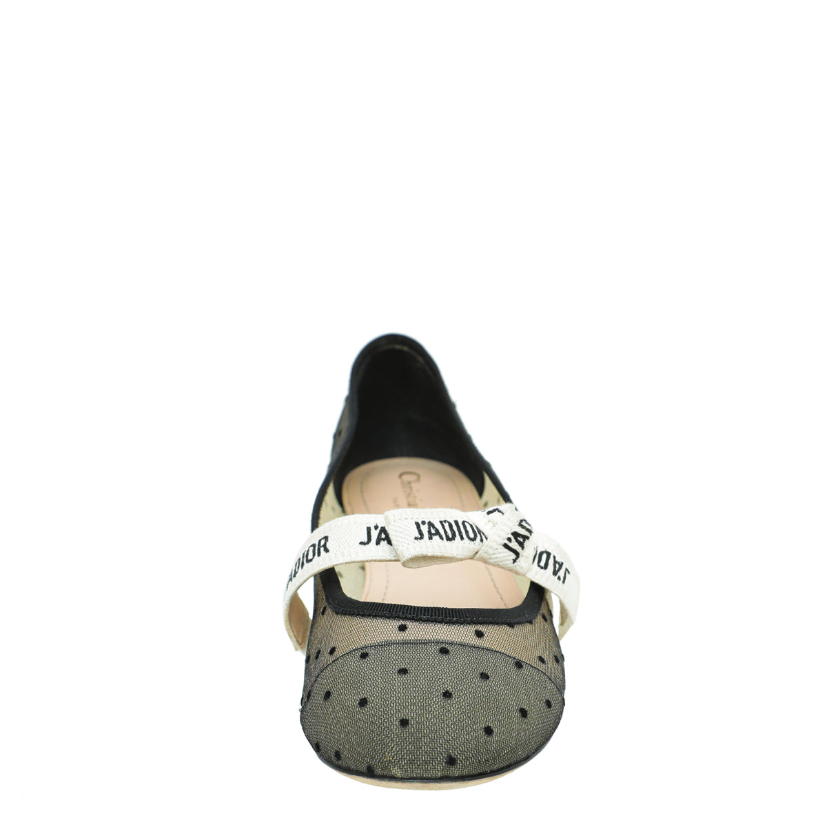 Christian Dior Black Miss J'adior Mesh Dot Flat Ballerina 39.5