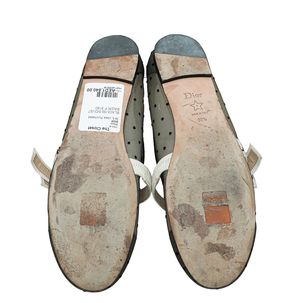 Christian Dior Black Miss J'adior Mesh Dot Flat Ballerina 39.5
