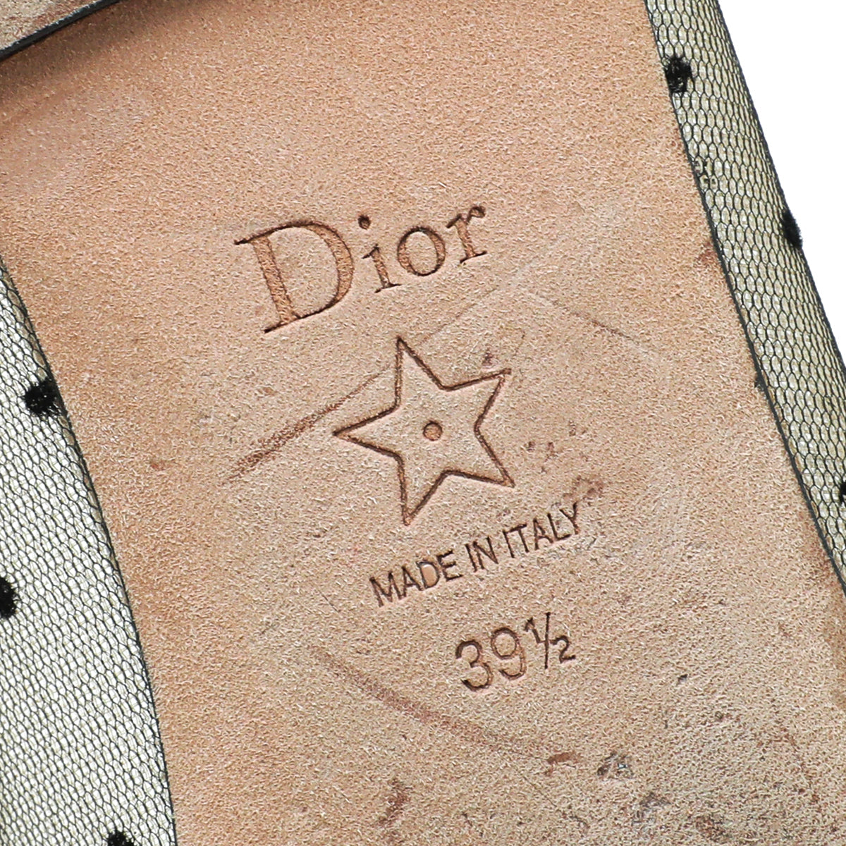 Christian Dior Black Miss J'adior Mesh Dot Flat Ballerina 39.5
