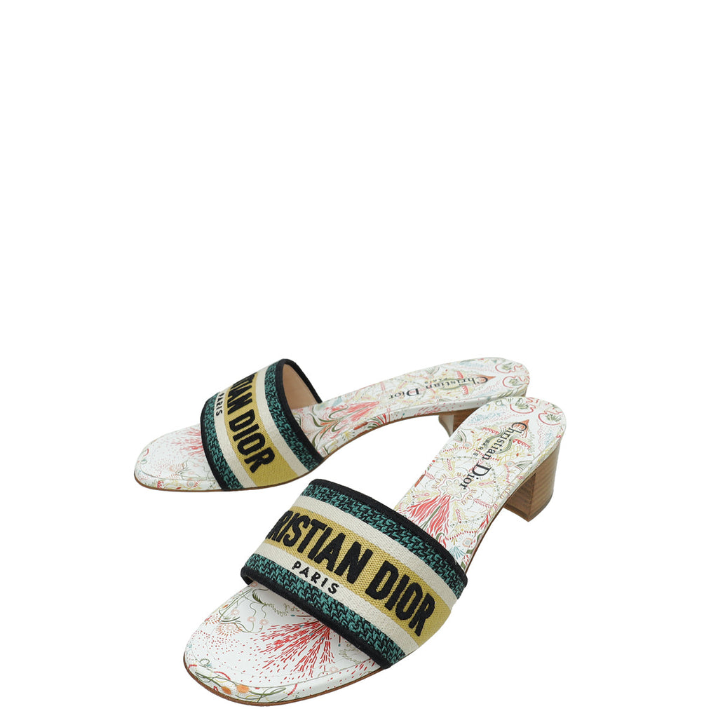 Christian Dior Multicolor Dway Embroidered Heeled Mules 39