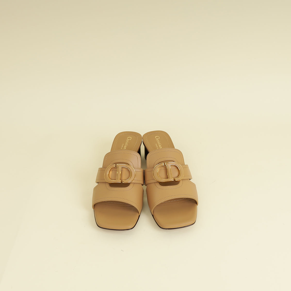 Christian Dior Beige 30 Montaigne Heeled Slide Mules 39