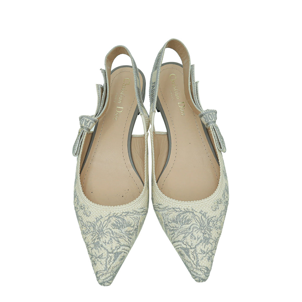 Christian Dior J'adior Toile De Jouy Flat Slingback 39